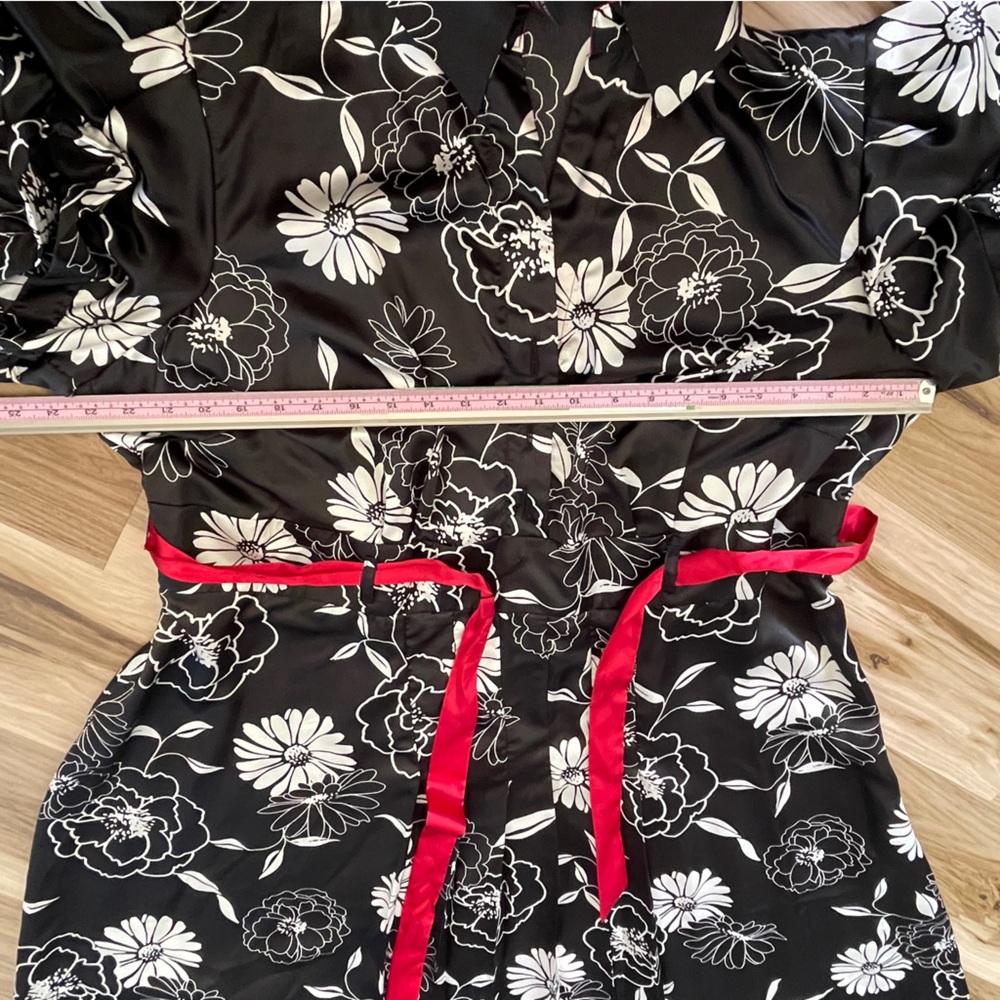 NEW Signature by Robbie Bee Dress Black White Floral Red Trim Plus Size … - Picture 5 of 12